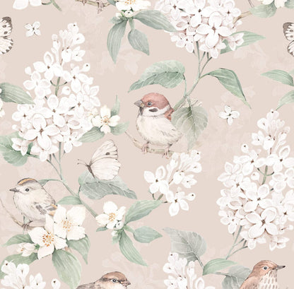Ταπετσαρία Μάιος πουλιά - καφέ