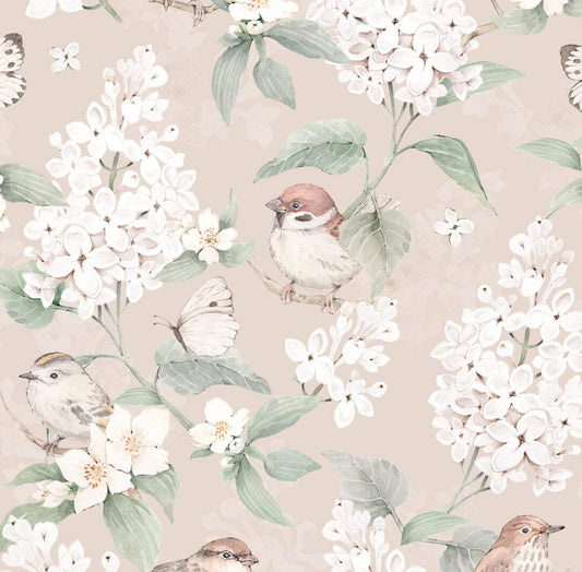 Ταπετσαρία Μάιος πουλιά - καφέ