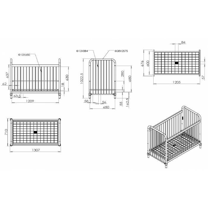 Μεταλλική βρεφική Κούνια BRONXX 60x120
