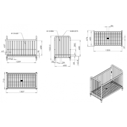 Μεταλλική βρεφική Κούνια BRONXX 60x120
