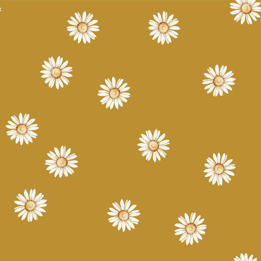 Ταπετσαρία μαργαρίτες- μουσταρδί