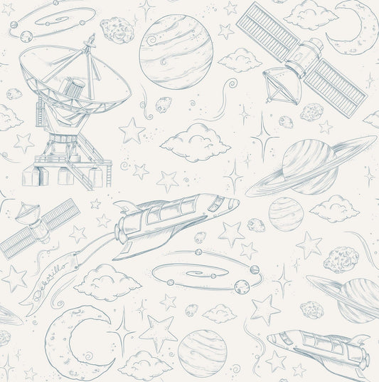 Ταπετσαρία cosmos κρεμ-μπλε